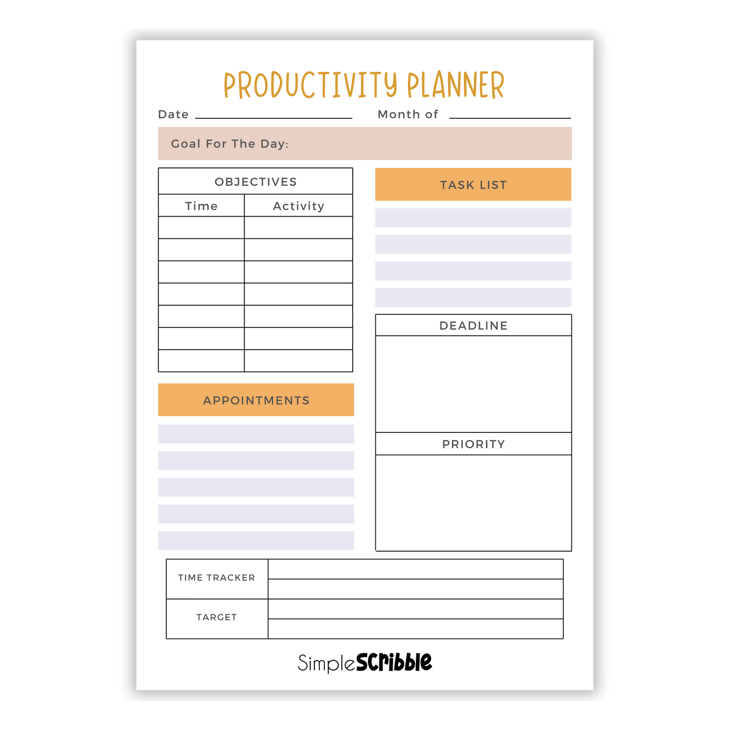 Productivity Planner Tear-Off Pad