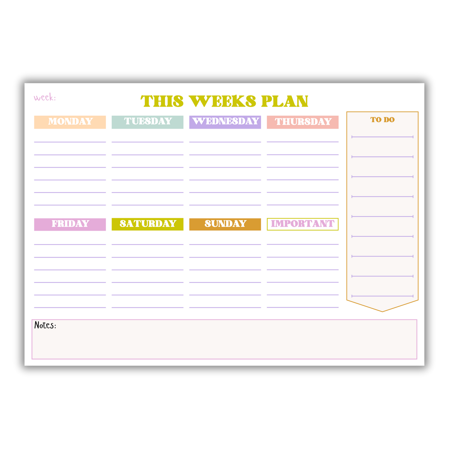 This Weeks Plan A4 Tear-Off Pad